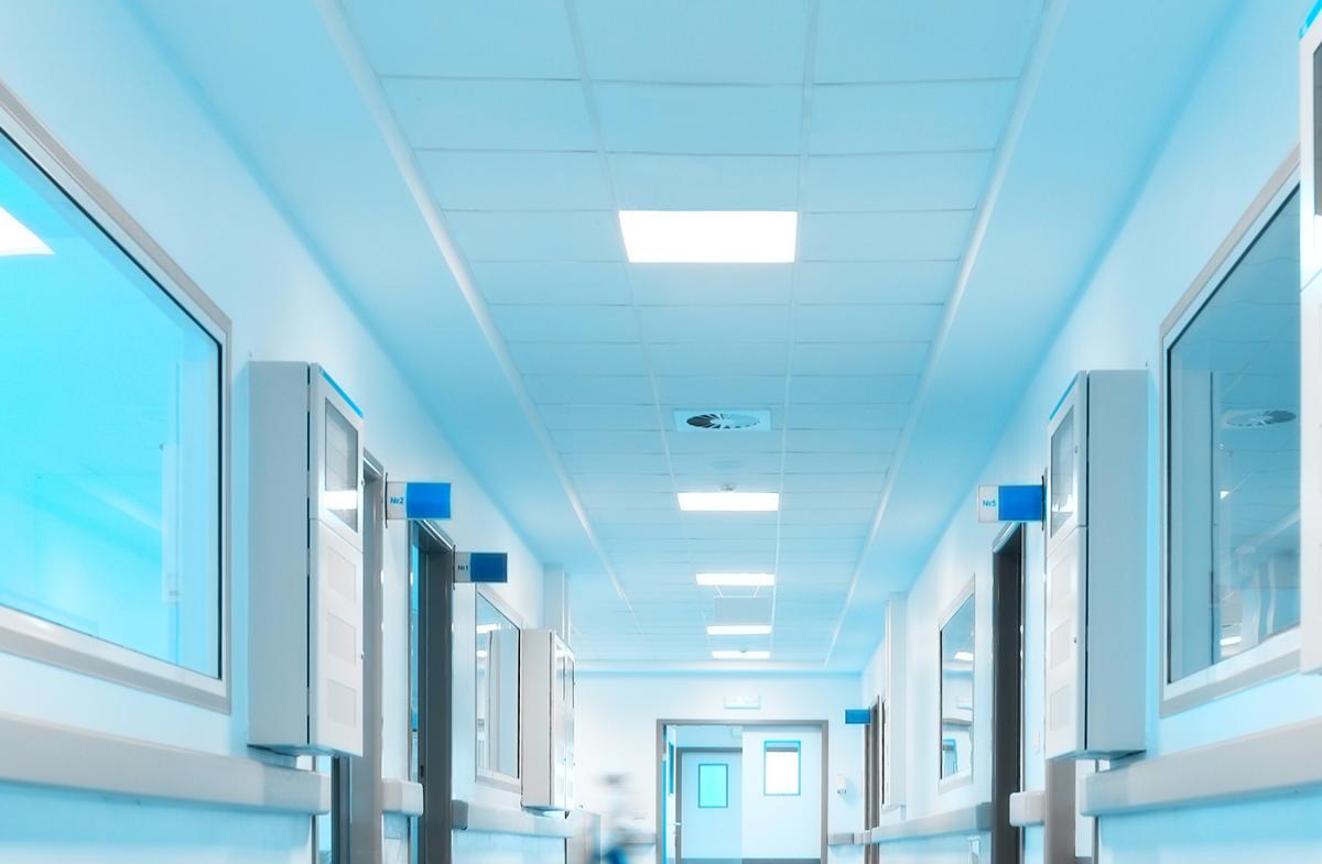 Clean Ceiling in Hospital Hallway